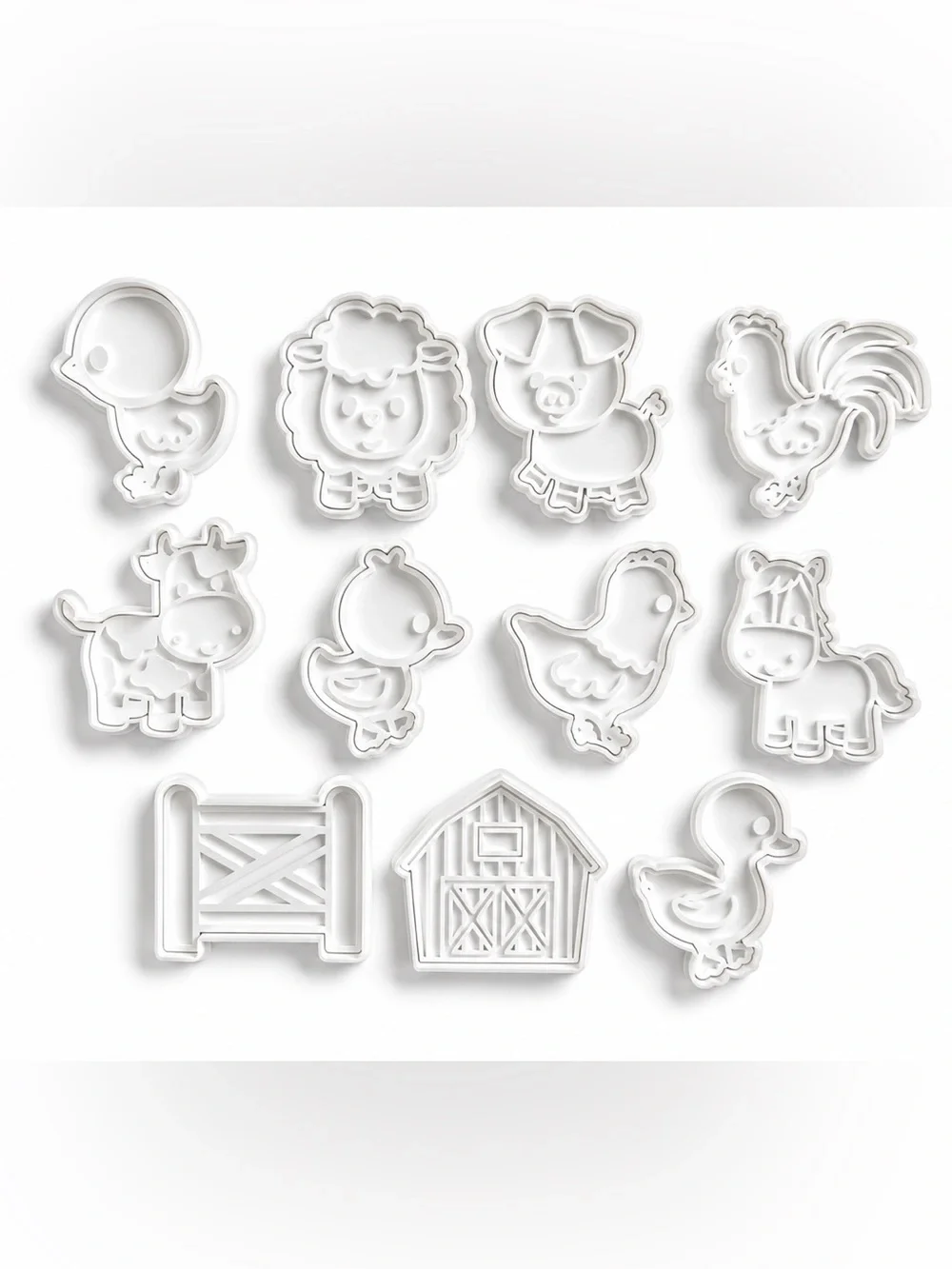 Farm Animal Cookie Cutter & Embosser Stamp Set | 11-Piece 3D Printed Baking Set